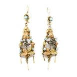 Victorian three colour gold and turquoise earrings