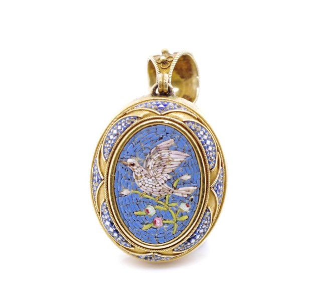 Victorian micro mosaic mourning locket