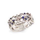 Sapphire & diamond set 9ct white gold ring