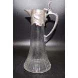 Art Nouveau silver plate & crystal claret jug