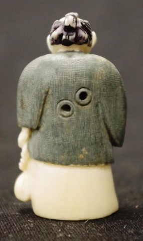 Early carved Ivory sage holding a stick netsuke - Image 2 of 2