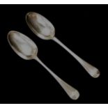 Pair of George II sterling silver soup spoons