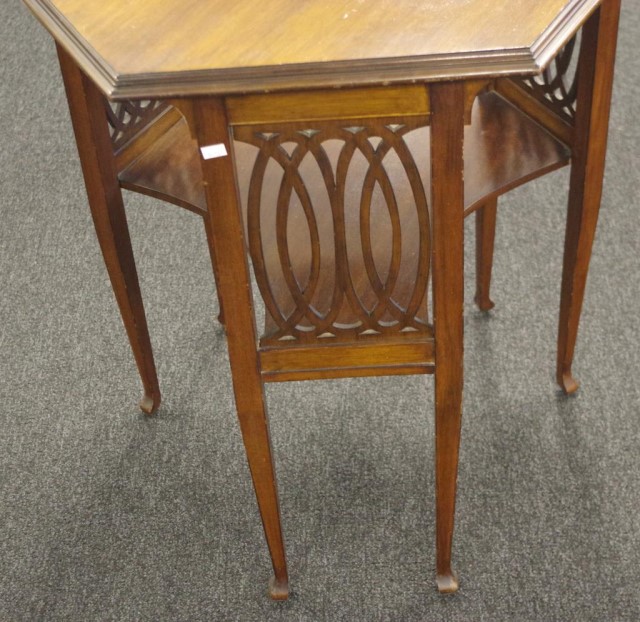 Edwardian Hexagonal two tier occasional table - Image 3 of 3