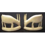 Two African Ivory carved Antelope figurines