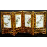 Good Chinese hand painted four panel table screen