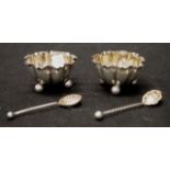 Two sterling silver open salts with spoons