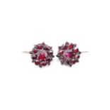 Antique Bohemian garnet cluster earrings