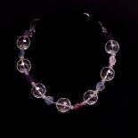 Rock crystal and Fluorite beaded necklace