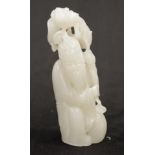 Good Chinese carved white jade figure of a man