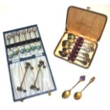 Cases set of 1956 Olympic enamel teaspoons