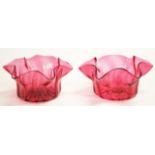 Pair of vintage ruby glass bowls