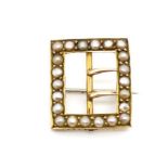 Antique seed pearl and rose gold buckle brooch