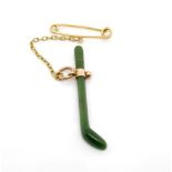 Nephrite jade and 9ct rose gold golf club charm