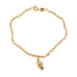 9ct yellow gold bracelet and teddy bear charm