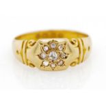 Victorian diamond set 18ct yellow gold ring