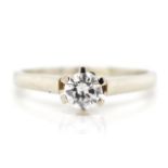 Diamond solitaire and 14ct white gold ring