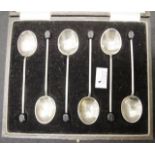Cased George V sterling silver coffee spoons