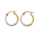 Two tone rose & white 9ct gold hoop earrings