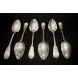 Set six George III sterling silver soup spoons