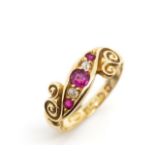 Edwardian ruby and diamond set 18ct gold ring