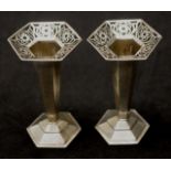 Pair of Edwardian sterling silver vases