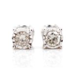 Diamond and 14ct white gold stud earrings