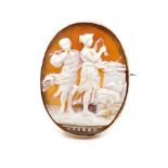 Antique carved cameo and 9ct rose gold brooch