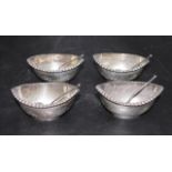 Four Edward VII sterling silver salt cellars