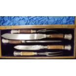 Good Victorian wood cased carving set