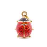 Enamel and 9ct yellow gold ladybird pendant