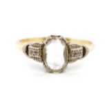 Art deco white gemstone and gold ring