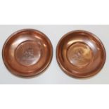 Two H.M.S.Hood copper dishes
