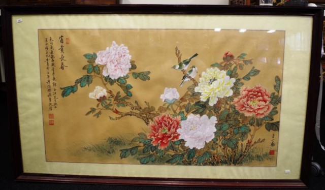 Good framed Chinese watercolour painting - Image 2 of 2