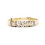 Five stone diamond and 18ct yellow gold ring