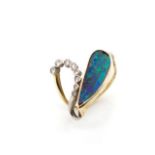 Opal and diamond set 18ct yellow gold ring