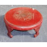 Antique round red Japanese lacquer table