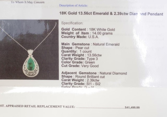 13.56ct Emerald and diamond pendant - Image 9 of 10