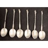 Set six Chinese silver Apostle coffee spoons
