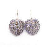 Tanzanite and silver cluster earrings