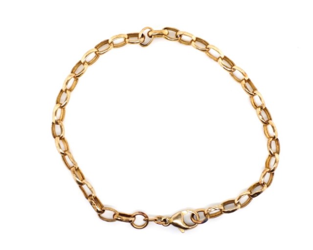 9ct rose gold oval belcher chain bracelet