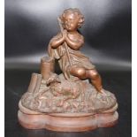 Vintage bronzed Child with Sheep figure