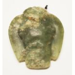 Chinese carved green stone toggle