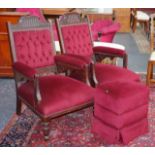 Two Edwardian lounge armchairs