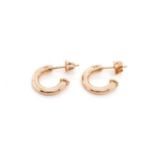 14ct rose gold half hoop stud earrings