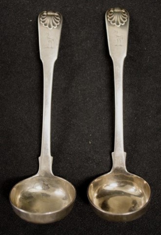 Pair of Scottish sterling silver sauce ladles