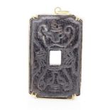 Antique Chinese carved black stone amulet