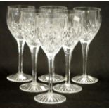 Six large Stuart crystal wine glasses
