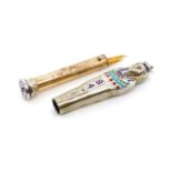 Silver and enamel Egyptian mummy tooth pick holder