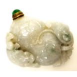 Chinese carved animal jadeite snuff bottle