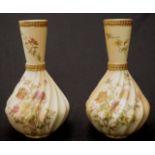 Pair of Royal Worcester blush ivory vases